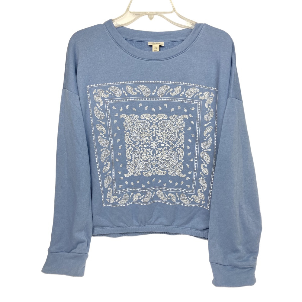 NWT ANA A New Approach Light Blue‎ Sweatshirt Paisley Design XXL